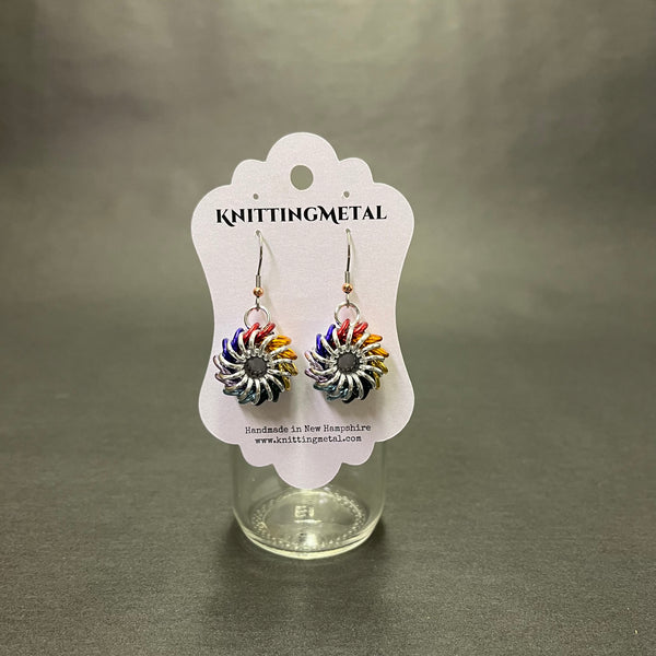 Rainbow whirlybird earrings