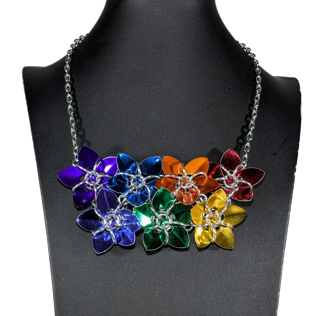 Rainbow Flower Statement Necklace