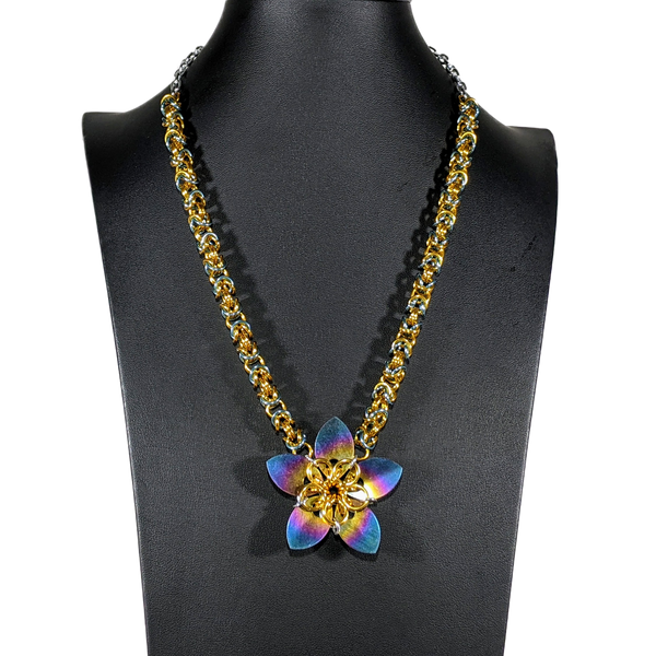 Anodized Titanium Flower Necklace