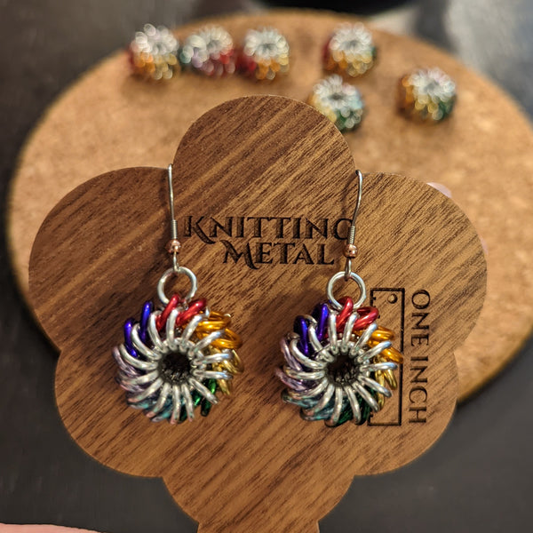 Rainbow whirlybird earrings