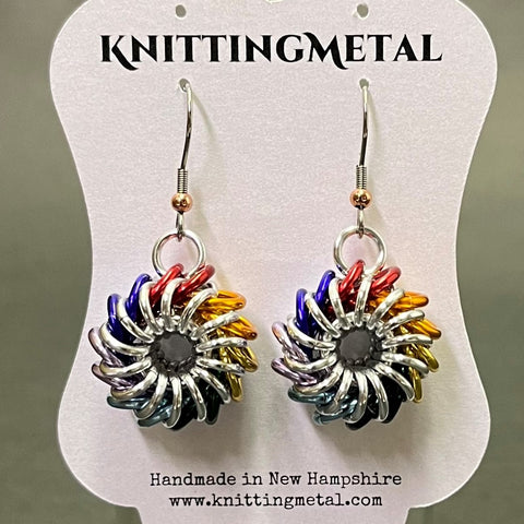 Rainbow whirlybird earrings