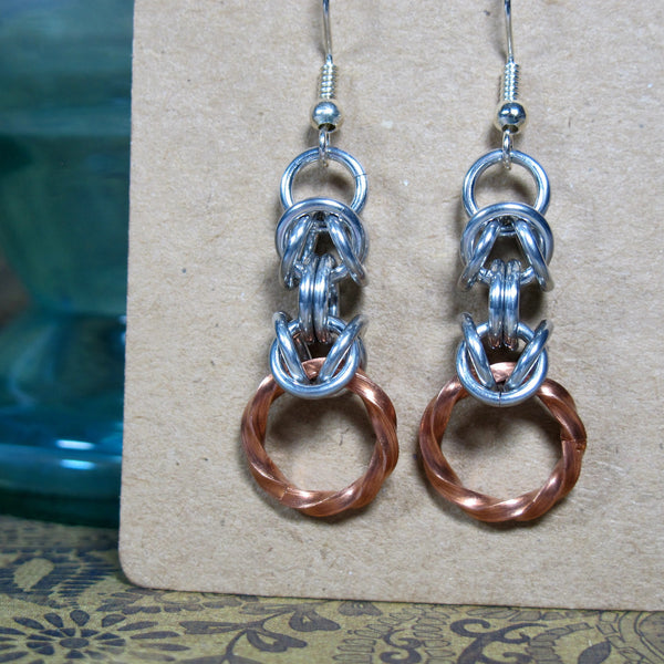 Twisted Square Copper Earrings