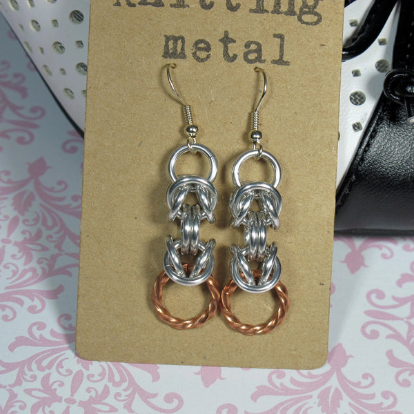 Twisted Square Copper Earrings