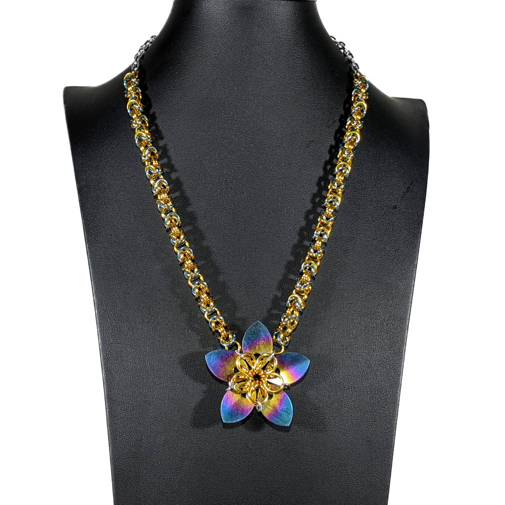 Anodized Titanium Flower Necklace